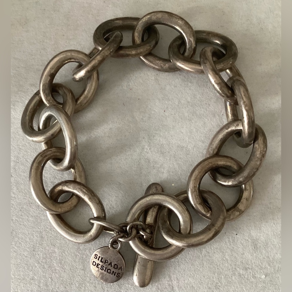 Silpada Solid Sterling Silver Link Toggle Bracelet - image 1